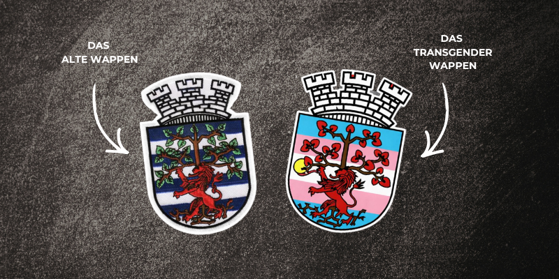 Transgenderflagge im Neuentwurf des Wappens von Hannover Linden-Limmer